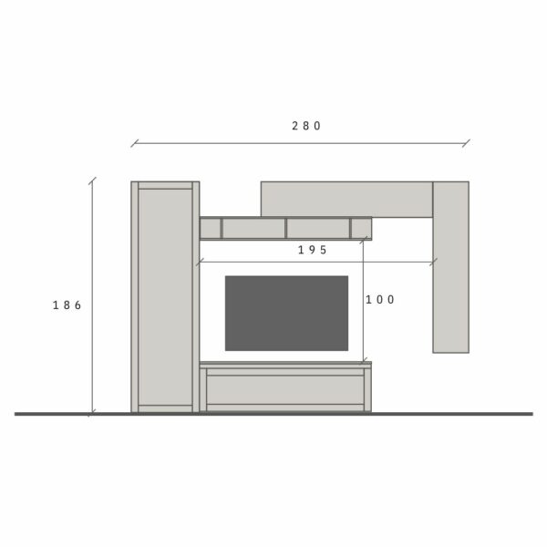 Parete attrezzata Argilla, Bronzo e Mercure 280x186x40 cm – Eternity comp.8