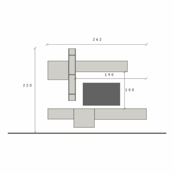 Parete attrezzata Cadiz e Lava 262x220x30 cm – Eternity comp.12a