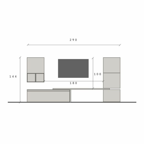 Parete attrezzata Argilla e Mercure 290x140x40 cm – Eternity comp.18