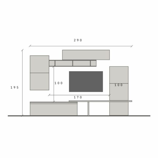 Parete attrezzata Argilla, Bronzo e Mercure 290x195x40 cm – Eternity comp.19