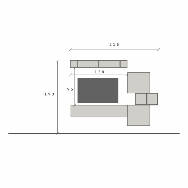 Parete attrezzata Argilla e Mercure 215x190x30 cm – Eternity comp.3a