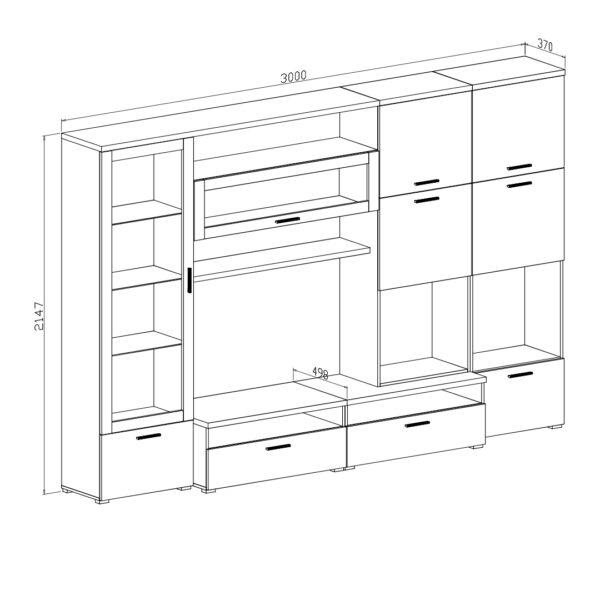 Parete attrezzata cm 300 Bianco frassinato – Big Bang